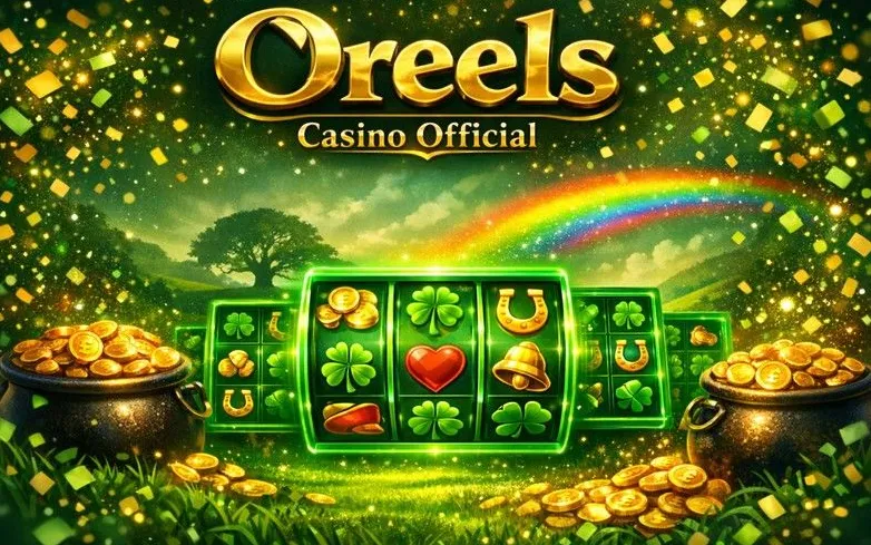 Oreels Casino Irish-themed home banner with green clover design